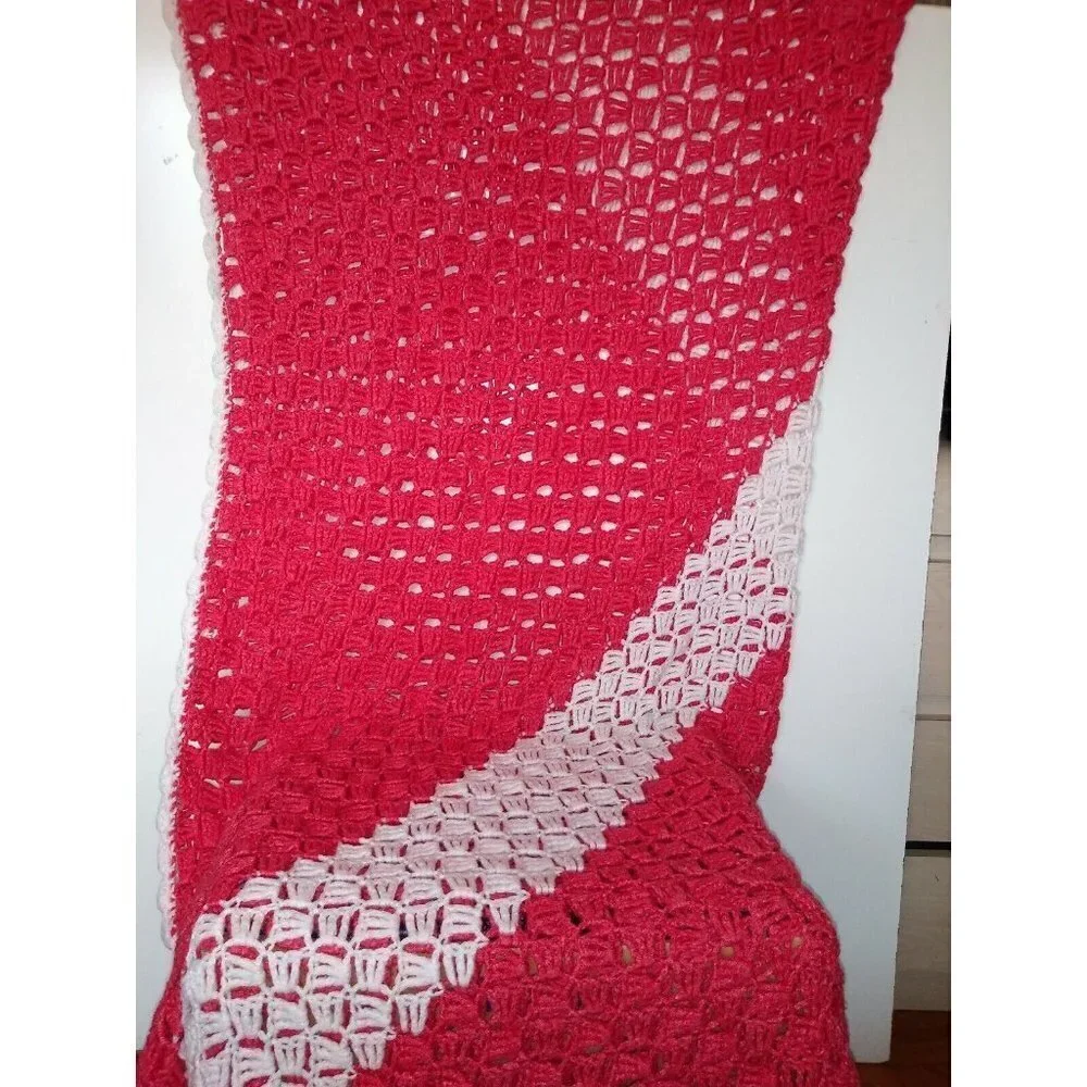 Afghan Throw Salmon pink Ivory 73.5